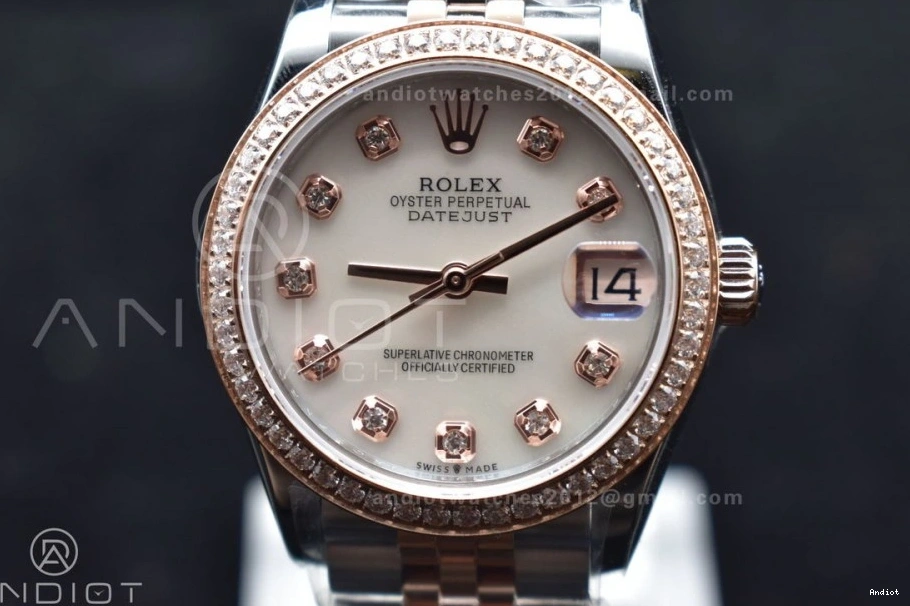 Dial Steel DateJust Silver 31 RG Diamonds 278289 Bezel Markers WF President Bracelet 316L and Syle Ladies on 0522
